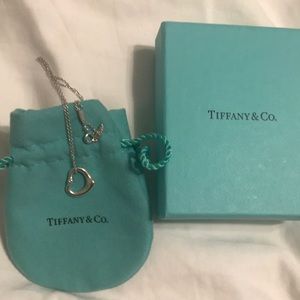 Tiffany & co Open Heart Necklace with Aquamarine